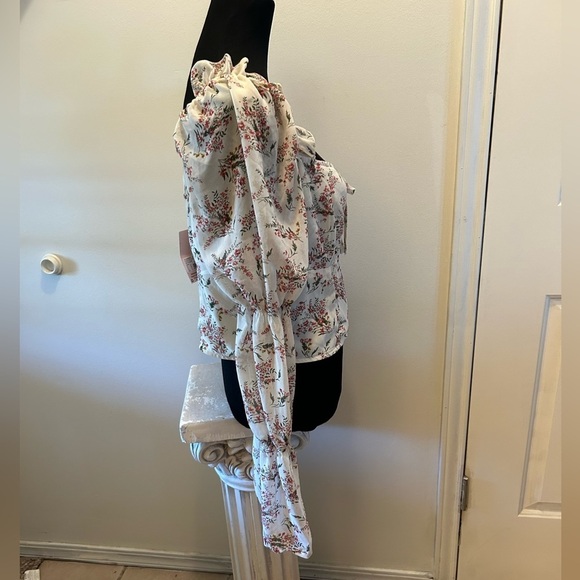 $15 sale New Missguided tie neck crop top blouse frill floral 0114 ASOS w ♥️59 - Picture 7 of 12